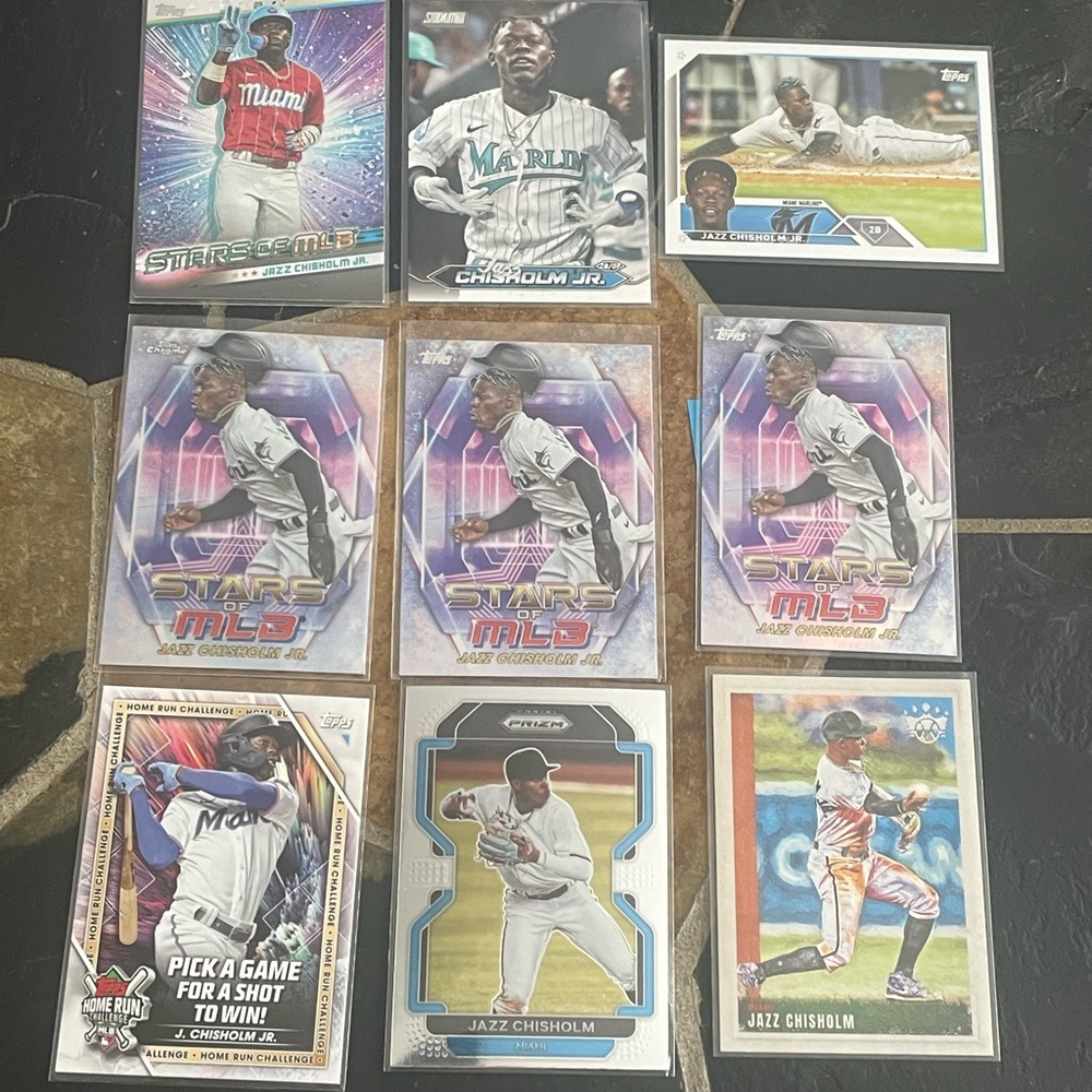 (9) Jazz Chisholm Jr Cards 22', 23', 24' Flordia Marlins MLB